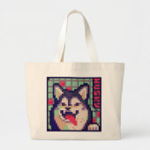 Husky, Pixel Art, pixelart Jumbo Stoffbeutel (Vorne)