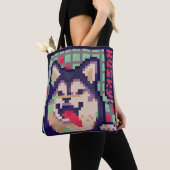 Husky, Pixel Art, pixelart Tasche (Von Nahem)