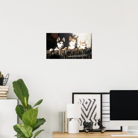 Husky Print. Peeking !! Poster (Heimbüro)