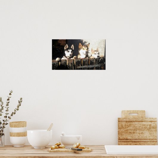 Husky Print. Peeking !! Poster (Küche)