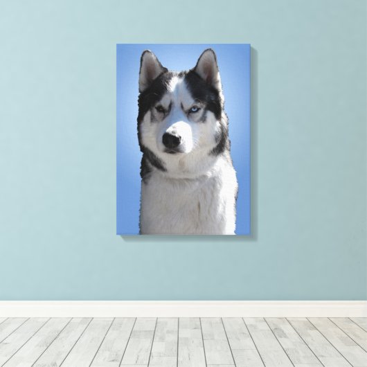 Husky Print Stretched Husky Malamute Dog Leinwand (Insitu (Holzboden))