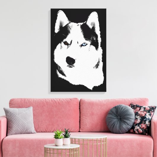 Husky Print Stretched Husky Malamute Dog Leinwand (Insitu (Wohnzimmer))