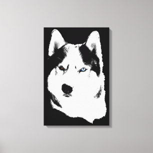 Husky Print Stretched Husky Malamute Dog Leinwand