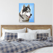 Husky Print Stretched Husky Malamute Dog Leinwand (Insitu (Schlafzimmer))