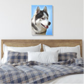 Husky Print Stretched Husky Malamute Dog Leinwand (Insitu (Schlafzimmer))