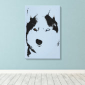 Husky Print Stretched Husky Malamute Dog Leinwand (Insitu (Holzboden))