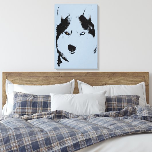 Husky Print Stretched Husky Malamute Dog Leinwand (Insitu (Schlafzimmer))
