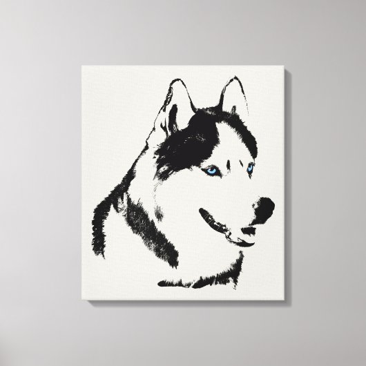 Husky Print Stretched Siberian Husky Dog Leinwand (Vorderseite)