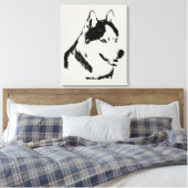 Husky Print Stretched Siberian Husky Dog Leinwand (Insitu (Schlafzimmer))