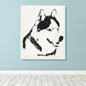 Husky Print Stretched Siberian Husky Dog Leinwand (Insitu (Holzboden))