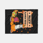 Husky Pumpkin Patch Erntedank Dog in Pumpkin Fa Fleecedecke (Vorderseite (Horizontal))
