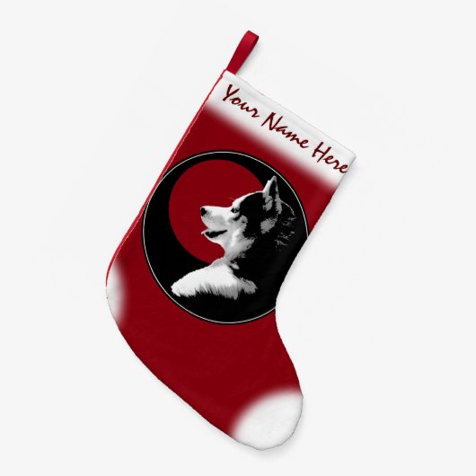 Husky Pup Christmas Strumpf Custom Husky Strumpf Kleiner Weihnachtsstrumpf (Vorderansicht (hängend))