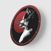 Husky Pup Clock gibt Dekoration Schlittenhundehalt Runde Wanduhr (Winkel)