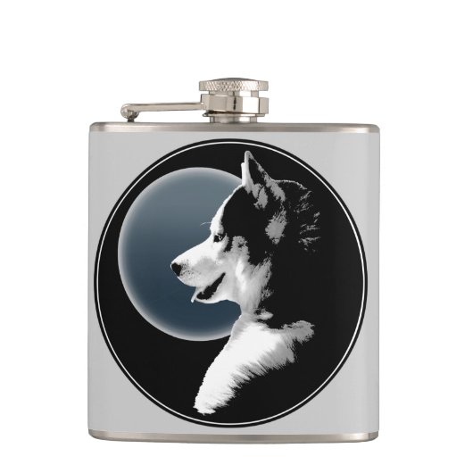 Husky Pup Flasche Custom Sibirien Husky Drink Flas Flachmann (Vorderseite)