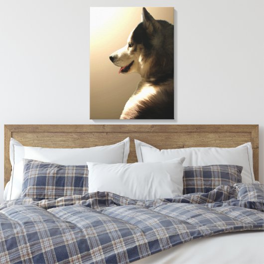 Husky Pup Print Husky Puppy Canvas Print Leinwanddruck (Insitu (Schlafzimmer))