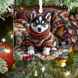 Husky Puppy Dog Personalisierte Weihnachten Ornament Aus Metall
