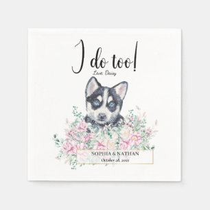 Husky Puppy Dog Wedding Cocktail Napkins Serviette