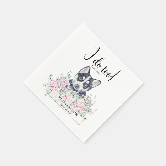 Husky Puppy Dog Wedding Cocktail Napkins Serviette (Ecke)