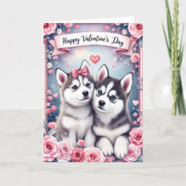Husky Puppy Dogs Valentine's Day Greeting Card Karte