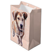 Husky Puppy Gift Bag Mittlere Geschenktüte (Vorderseite Schrägansicht)