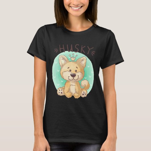 Husky Puppy King Style T-Shirt (Vorderseite)