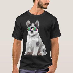Husky Puppy Sunglasses Hunde Tiere T-Shirt