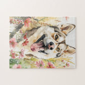 Husky Puzzle - Aquarellhund Jigsaw (Horizontal)