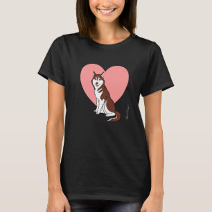 Husky Red Schlittenhund mit Herz-Husky-Fan Niedlic T-Shirt