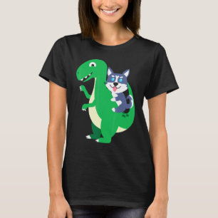 Husky-Reit-T-Rex-Cooler-Dinosaurier-Dino-Hund-Hall T-Shirt
