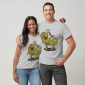 Husky Riding Dinosaur T-Shirt (Unisex)