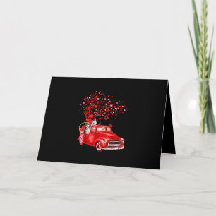 Husky Riding Red Truck  Valentine Butterfly Heart Feiertagskarte