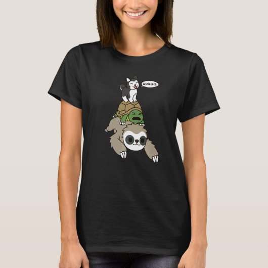Husky Riding Sloth Tortoise Dog T-Shirt (Vorderseite)