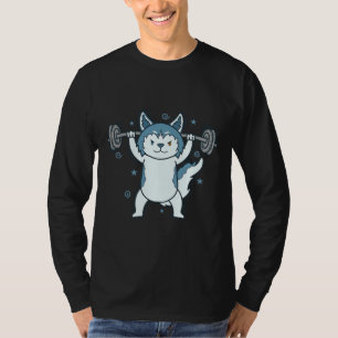 Husky-Schlittenhund hebt Schnee T-Shirt