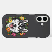 Husky-Schlittenhund und farbenfrohe Mirablis-Blume Case-Mate iPhone Hülle (Rückseite (Horizontal))