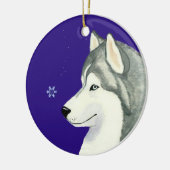 Husky-Schneeflocke-Verzierung Keramik Ornament (Links)