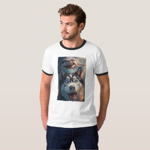 Husky & Shark Underwater Fantasy Ringer T-Shirt