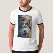 Husky & Shark Underwater Fantasy Ringer T-Shirt (Vorderseite)