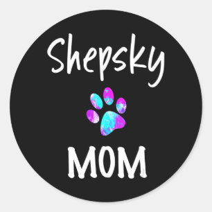 Husky  Shepsky Mama Husky Mix Hund Runder Aufkleber
