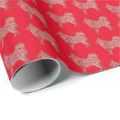 Husky Siberian Christmas Dog Silhouette Red Geschenkpapier (Rolleneckpunkt)