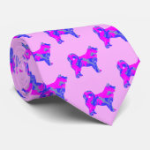 Husky Siberian Dog Lover Pink & Blue Krawatte (Gerollt)