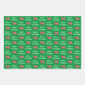 Husky Siberian Dog Silhouette Green Woofmas Geschenkpapier Set (Vorderseite)