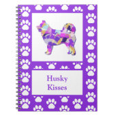 Husky Siberian Dog Silhouette Paw Lila PY&B Notizblock (Vorderseite)