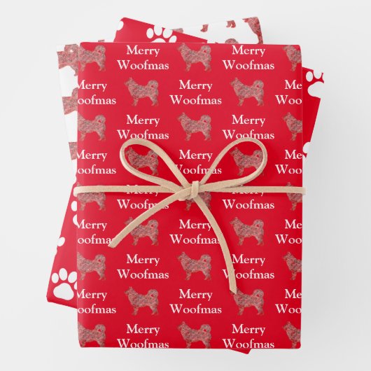 Husky Siberian Dog Silhouette White Woofmas Geschenkpapier Set (Beispiel)