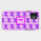 Husky Siberian Hund Lover Pink & Blue Monogram Case-Mate iPhone Hülle (Rückseite (Horizontal))