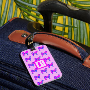 Husky Siberian Hund Lover Pink & Blue Monogram Gepäckanhänger