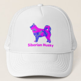 Husky Siberian Hund Niedlich rosa Silhouette Custo Truckerkappe