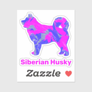 Husky Siberian Hund Pink Silhouette Sticker schnei