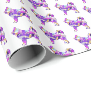 Husky Siberian Hund Silhouette Multi Color White Geschenkpapier