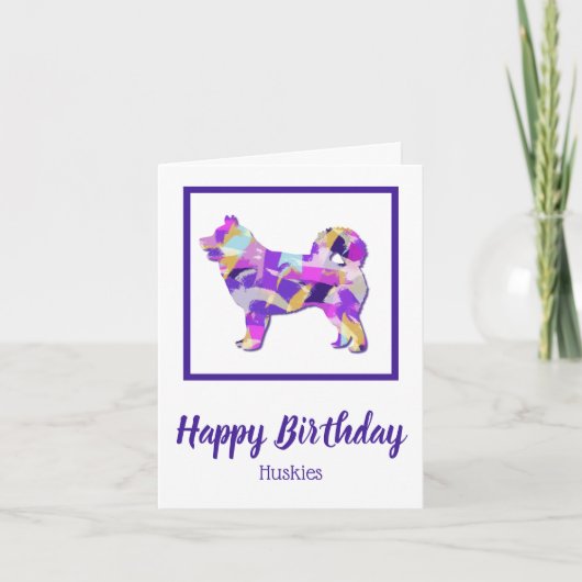 Husky Siberian Hund Silhouette PPY&B Geburtstag Karte (Vorderseite)