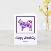 Husky Siberian Hund Silhouette PPY&B Geburtstag Karte (Gelbe Blume)